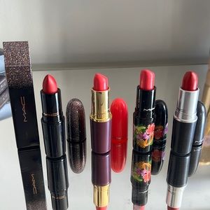 4 Lipsticks: BNIB Ruby Woo, Saucy Little Darling, Love at First Bite, MAC Red